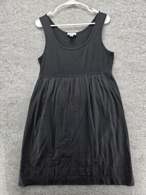 Ann Taylor LOFT Dress Womens Small Black Sleeveless Fit Flare 100% Cotton Casual